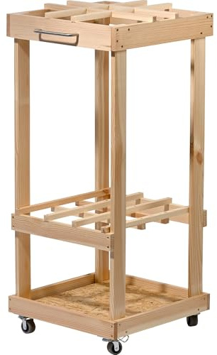 dobar® Organisateur d'outils de Jardin sur roulettes - Porte-Outils de Jardin Mobile en Bois - Étagère à Outils de Jardin à roulettes pour Jardin, Garage et abri de Jardin - 38 x 38 x 86 cm