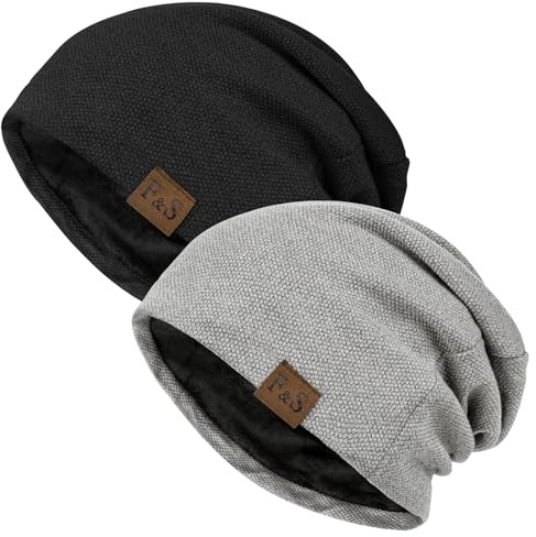 2 Piezas Gorro Slouch Beanie Ligera para Hombres Mujer Invierno Gorro de Punto Algodón Transpirable Running Deporte