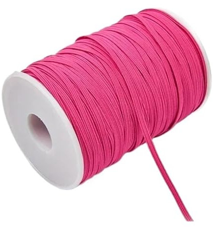 Banda elástica de goma de colores de 3 mm y 6 mm for coser, cinta elástica de licra, adorno for tela, accesorios de bricolaje for prendas de vestir, elástica for coser.(Rose Red,6mm 100yards)