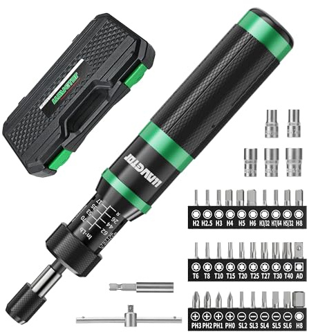 Torque Screwdriver,8-70 in.lb(1/4 Drive) Inch Pound Torque Wrench with S2 Steel Bits & Case - torque screwdriver for gunsmithing.