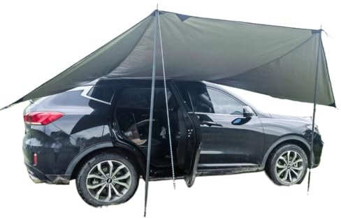 Toldo Caravana,Toldo Furgoneta Camper Toldo Lateral for SUV de 2,8 x 3,8 m, Triple Revestimiento Negro, 99% Impermeable, for Camping, con Kit de Montaje