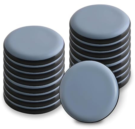 16 Patins Glissants PTFE Téflon pour Meubles Lourds et Chaises Ronds 25 mm Auto Adhésifs Protege Pied de Table Cale Meuble Sol Lisse Parquet Carrelage Réduction Bruit