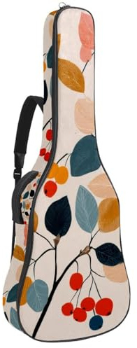 Gitarrentasche mit Meeresquallen auf dunkelviolettem Hintergrund, gepolsterte Tasche für Akustikgitarre, Rucksack mit verstellbaren Schultergurttaschen, Mehrfarbig 02, 42.9x16.9x4.7 in, Lässiger