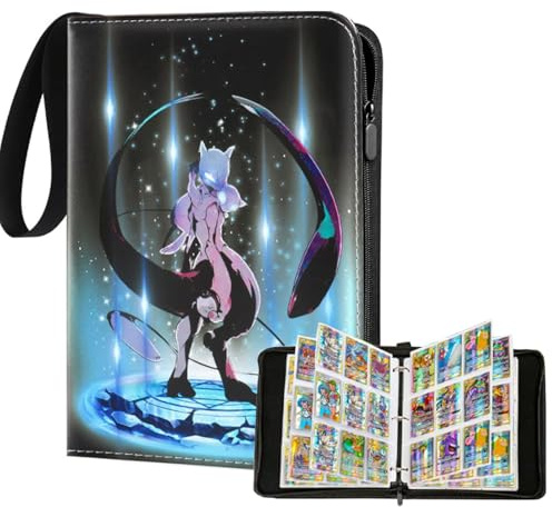 Album Cartas Coleccionables,Card Binder con 50 Páginas,900 Bolsillos,PU Impermeable Alta Definición y Transparente con Cremallera,Para Tarjetas de Tamaño Estándar,Regalo para Niños