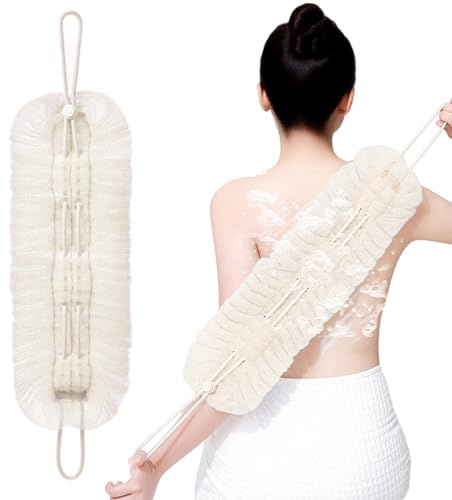 Combo de Manopla de Baño y Frotador de Espalda,Exfoliador Corporal Esponja Vegetal Luffa | Exfoliador de Baño de Ducha Limpieza Corporal Unisex para Adultos y Familia