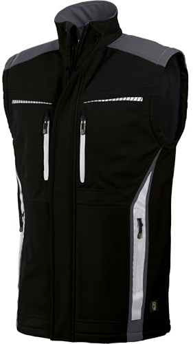 Leibwächter Flex-Line Softshell Bodywarmer Arbeitsweste Herren schwarz-grau Gr. L, Funktionsweste für Handwerk & Industrie, Weste mit wärmender Isolierung, wetterfeste Arbeitsbekleidung