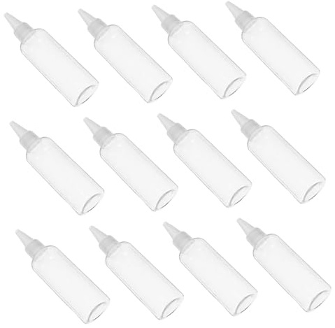 CIYODO 12pcs Pointed Bottle Squeeze Lotion Bottle Plastic Dispenser for Cosmetic Hair Dye Craft Paint Storage