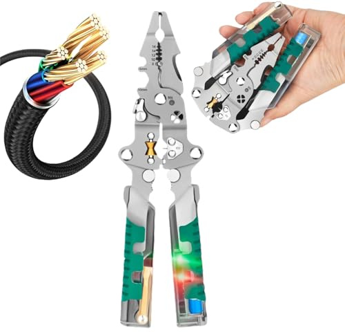 Folding Stylus Wire Stripper,Multifunctional Wire Stripper Pliers Crimper, Electrical Pliers with Wire Cutters and Cable Stripper Tool,Insulated-Grip Handles for Home Repair,Integrated Safety