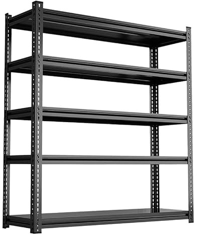 Future Warrior Lagerregal Schwarz Metall, 900kg Gesamtlast - 80x35x180cm, 5 Böden (180kg/Boden) - Außen-Kürbisloch