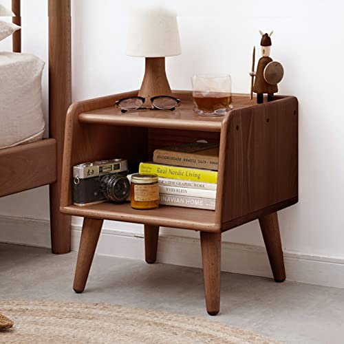 INYPTROPIC Pure Solid Wood Bedside Cabinet, Modern Simple Nightstand, Nordic European Beech Storage Cabinet for Bedroom, 0.4m, Solid Beech