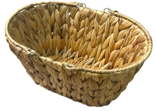 Tofficu Cestino Intrecciato con Manico in Materiale Resistente, Contenitore Portaoggetti Rustico per Frutta, Verdura e Spuntini, Cestino da Picnic Multifunzionale per Uso Interno