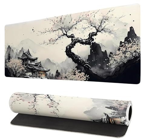 LEKUNI Alfombrilla De Ratón XXL Speed Gaming 800 X 300 mm - Alfombrilla para Ratón, Alfombrilla Escritorio Grande, Mouse Pad Mejora La Precisión Y La Velocidad -Cereza Gris