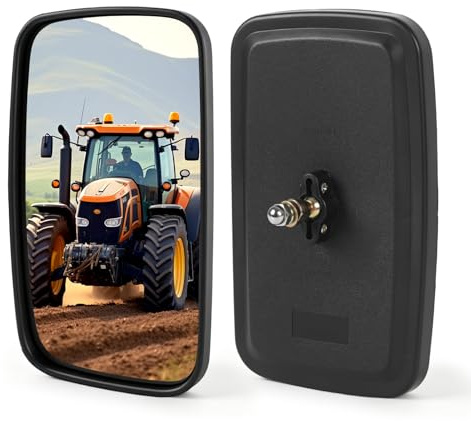 2 espejos universales para carretilla elevadora de 23,5 x 13,5 cm, de PVC, con soporte de carcasa para agricultura, espejo retrovisor para tractor agrícola, rotación de 360°, para maquinaria agrícola