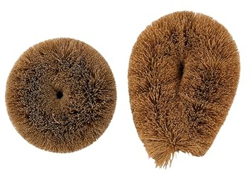 Vegetable Brush, Vegetable Scrubbing Brush and Vegetable Scrubber with Coconut Fibre Bristles, Two-Piece Set with Teardrop and Round Brush Heads for Effective Food Cleaning