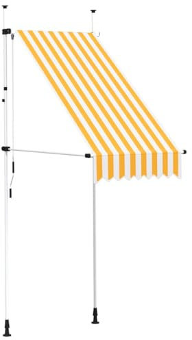 KUPTYERFG Klemmmarkise Balkon 100 cm Einziehbar Manuell - Balkonmarkise ohne Bohren Orange Weiß Gestreift, Sonnenschutz mit Handkurbel für Terrasse, Garten und Fenster