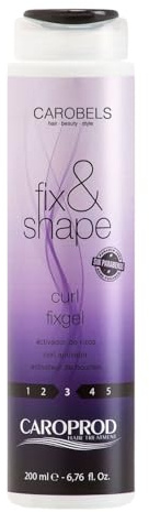 CAROPROD Fix & Shape – Gel Activador de Rizos, Secado al Aire sin Aclarado para Pelo Rizado u Ondulado, Rizos Ultra Definidos, Fijación Media, Activador Curly, Filtro UV, Sin Alcohol (200 ml)