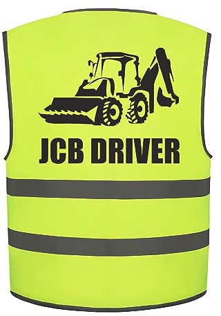 Brook Hi Vis JCB Digger Driver Kids Hi Vis Vest Children's High Visibility Reflective Safety Waistcoat Construction Builder, Add child's name to the front, Personalised