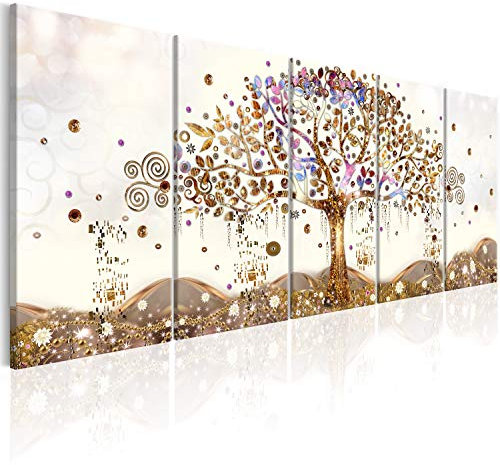 murando Quadro in Vetro Acrilico da Esterno Albero della vita Klimt 5 Pezzi - Quadri Moderni per Bagno e Cucina - Pannelli Decorativi Elastico per Esterni e Soggiorno - Decorazione da parete Astratto