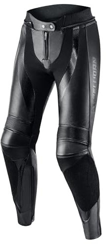 REBELHORN Rebel Pantalon de Moto pour Femme | Cuir | Protections Genoux et Hanches | Genouillères interchangeables | Panneaux perforés
