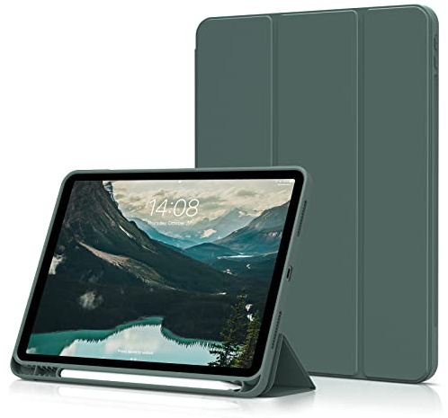 aoub Hülle für iPad Air 11 Zoll (M4/M3/M2) & iPad Air 10,9 Zoll 5./4. Gen | Für iPad Air 11 2026-2024 und iPad Air 10,9 5/4 Gen 2022/2020, Unterstützt Pencil Pro/USB-C, Auto Sleep/Wake, Dunkelgrün