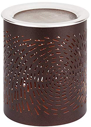 Windlicht und Weihrauchbrenner aus Metall JANSI braun Kupfer, H: 10 cm, Ø 8 cm, mit Edelstahlsieb Ø 9 cm
