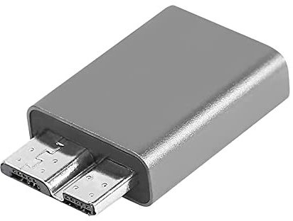 QIANRENON USB 3.0 Micro B Adapter, USB C Female to USB 3.0 Micro B Male Connector, for Mobile Hard Disk, MacBook Pro, Galaxy S5/S8/S9/S10, Note 3 etc, Grey