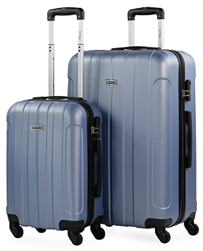 ITACA - Uppsättning av 2 styva reseväskor 4 hjulvagn 55/73 cm ABS. Resistent och lätt. Hantera hänglåshandtag. Liten medium och stor stuga. 771100, Lila
