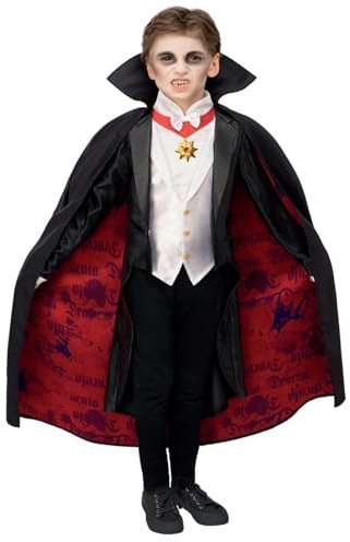 Smiffys Universal Monsters Dracula Costume, Adults Jacket, Mock Waistcoat, Cape & Medallion, Official License Outfit with Fully Lined Cape & Pendant Detail, Perfect for Halloween and Themed Parties