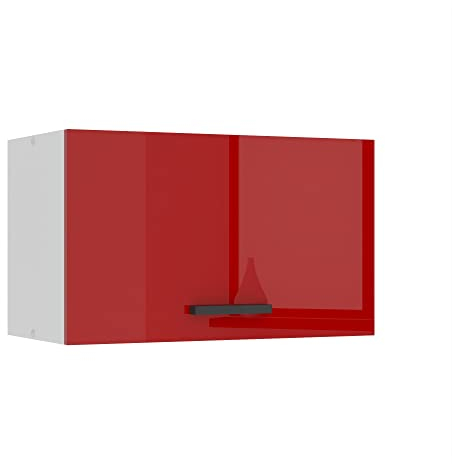 Belini Hängeschrank Küche, Küchenschränke SGP. Breite 60 cm. Oberschrank mit 1 Tür, Küchenhängeschränke, Wandschrank Hängend, Rot Hochglanz