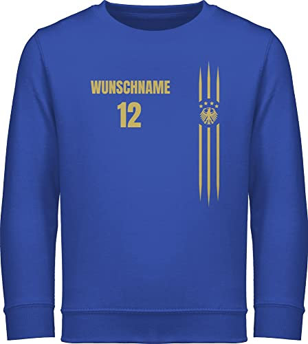 Sweater Kinder Sweatshirt Jungen Mädchen Pullover - 2026 Fussball WM Fanartikel - Deutschland Name und Nummer - 116 (5/6 Jahre) - Royalblau - fußball em pulli fußball. germany fussball-wm deutsch