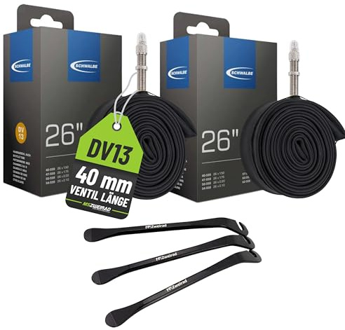Schwalbe 2X Fahrrad Schlauch DV13 26 Zoll (40/62-559) - 40mm Blitzventil