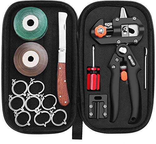 Attrezzo per innesto da giardino, kit per potatura multifunzionale, innesto a U/innesto a V/innesto a omega per set di innesto di alberi da frutto, inclusi nastri per innesto, coltello per innesto e