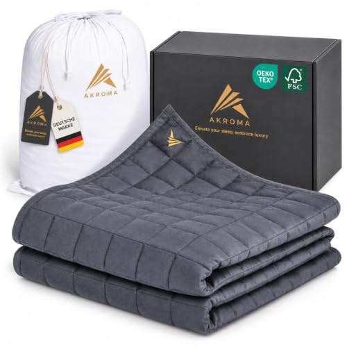 Akroma® Premium Gewichtsdecke 155x220cm 6KG – Anti Stress Therapiedecke - Schwere Bettdecke zum Besser schlafen – Entspannungsdecke gegen Schlafstörung - 100% Baumwolle (OekoTex) - Weighted Blanket