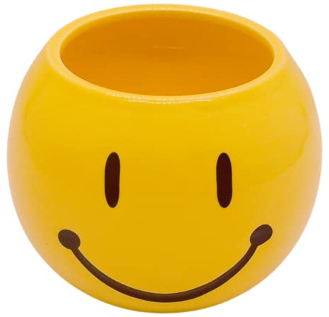 Wowser Yellow Happy Face Plant, Fun Unique Decor, Cute Freestanding Tabletop Decoration, 5 Inches