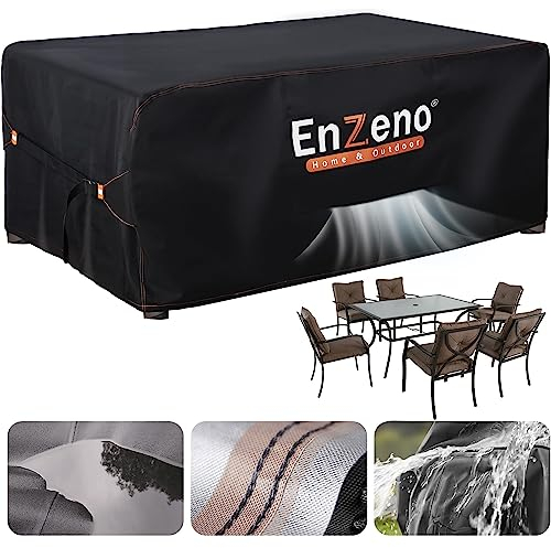 Enzeno Gartenmöbel Abdeckung Wasserdicht, Winterfest Abdeckplane Gartenmöbel, Oxford Gewebe Schutzhülle Tisch, Gartentisch Abdeckung Sitzgruppe, Gartentisch Plane 150x90x74cm