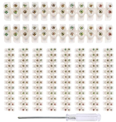 YIXISI 10 PCS 3A Dual Rows Chocolate Terminal Blocks, with Screwdriver, for Wiring Cable