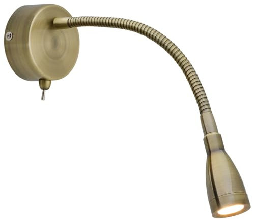 Long Life Lamp Company LED Indoor Reading Wall Light 2W 3000K Antique Brass Wall Mounted Bedside Lights H3142