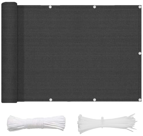 SXEVZOO Balkonsichtschutz Schmal und Lang Zaun Abschirmung Netz Höhe 60/70/80cm Balkonverkleidung UV-beständig HDPE Draußen Terrasse & Hof-Mauer Sichtschutz (Color : Black, Size : 70x600cm)