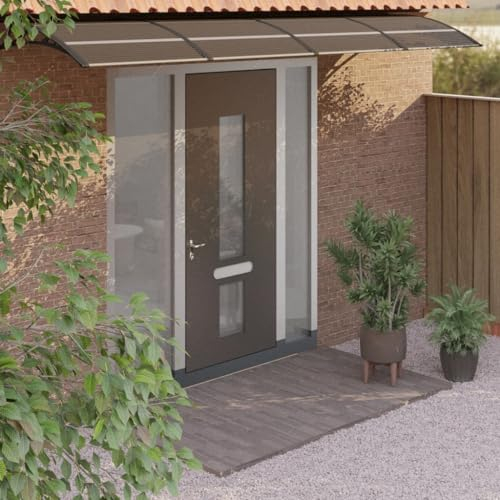 Türvordach, Sonnensegel Balkonbespannung Balkon Markise Standmarkise Geeignet für Terrasse Bars Wohnmobil Café Schwarz 400x80 cm Polycarbonat