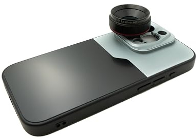 SYSTEM-S Lente Macro de 1,1 x hasta 2,8 x Filtro de 37 mm con Funda para iPhone 15 Pro en Negro y Gris