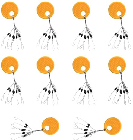 GroveEss 60 PCS Oval Float Stops,Durable Small Rubber Fishing Rigs Line Stops, 6 in 1 Black Fishing Rigs Line Stops,Fishing Rigs Leader Fishing Ledgers Accessories