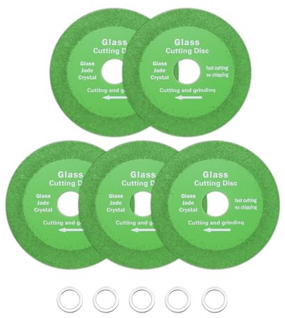 sourcing map 5 Pack Glass Cutting Disc 4Inch for rotary tool Diamond Cutting Disc Ultra-Thin Saw Blade Wheel with 4/5 Arbor for Cutting Grinding Jade Crystal Tile Ceramic
