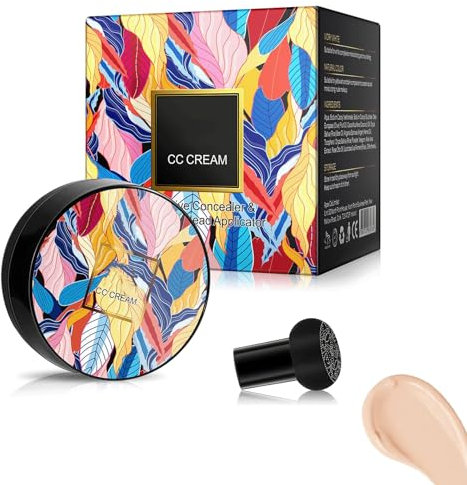 Indicativet 2024 New Mushroom Head Air Cushion CC Cream makeup，Long Lasting Matte Moisturizing Concealer,Smart Color Correction, Long-Lasting & Waterproof, Suitable for All Skin Type (Ivory)