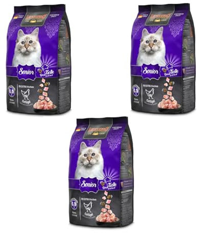 Leonardo Senior | 3er Pack | 3 x 300 g | Trockenfutter für ausgewachsene, ältere Katzen | Mit extra frischem Geflügel | Reduzierter Energiegehalt für eine Gute Figur