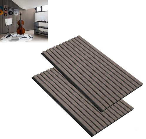 Suusolny Lot de 2 panneaux acoustiques, mur à lamelles, décor bois, revêtement mural, revêtement mural, feutre, éléments acoustiques, 120 x 60 cm, marron noyer