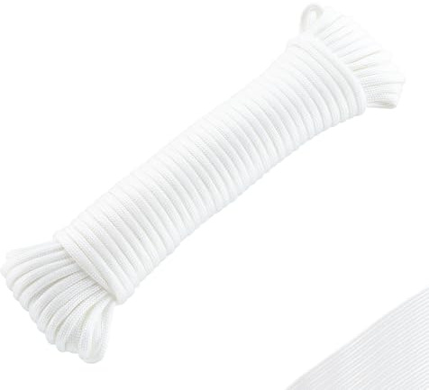 550 Paracord, 50 Ft Nylon Rope, 7 Strand 4 mm Utility Cord, White