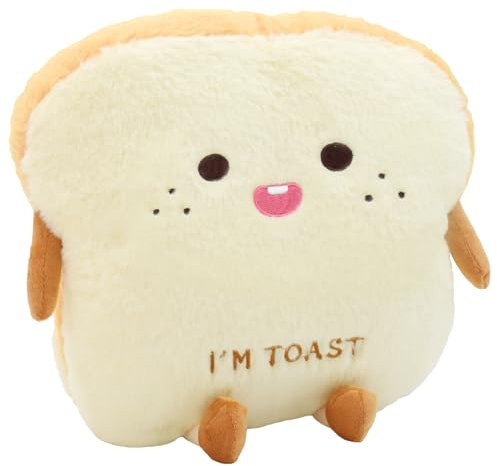 Auptiz Almohada de Pan Tostado, Juguete de Felpa Suave, Almohada de Peluche en Forma de Pan, Muñeco de Juguete Cojín Pan Tostado de Peluche, 40cm Cojín Pan Tostado para Niños y Adultos