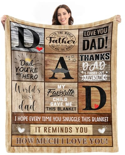 Gifts for Dad from Daughter Son - Fathers Day Dad Gifts for Birthday Valentines Day Christmas - Fathers Gift Ideas - 60x80 Soft Flannel Blanket Gifts for Him Anniversary
