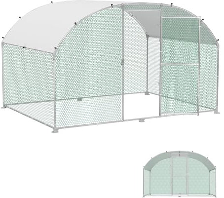 YRHome 3x2x2m Freilaufgehege Hühnerstall Haustierkäfig aus Metall Geflügelstall Hühnerhaus Bogenform Design mit Sonnenschutzdach Winterfest für Hühnerkäfig Haustierkäfig Vogelkäfig Kleintiere