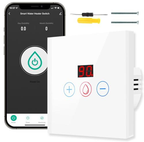 Acmerota Alexa Lichtschalter Wlan Smart Lichtschalter 20A 4400W Funktion mit Leistungsstatistik Aktualisiert Für Hochleistungs-Elektrogeräte kompatibel mit Alexa/Google Home Neutrale Leitung benötigt